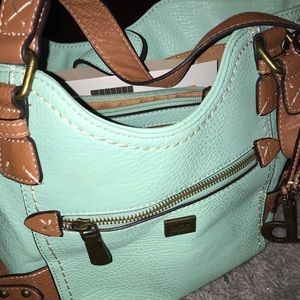 large teal purse